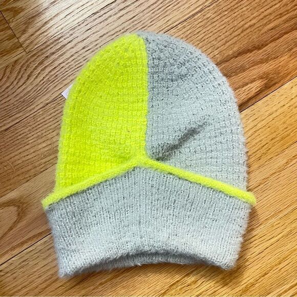 Wild Fable Women’s Gray Neon Green Colorblock Sweater Knit Beanie Hat OS - Picture 5 of 9